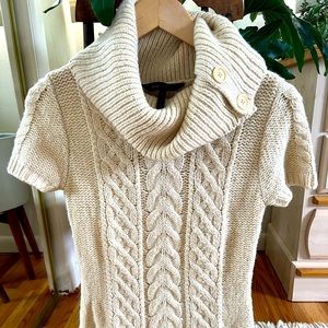 BCBG MaxAzria short sleeved cowl neck cable knit sweater